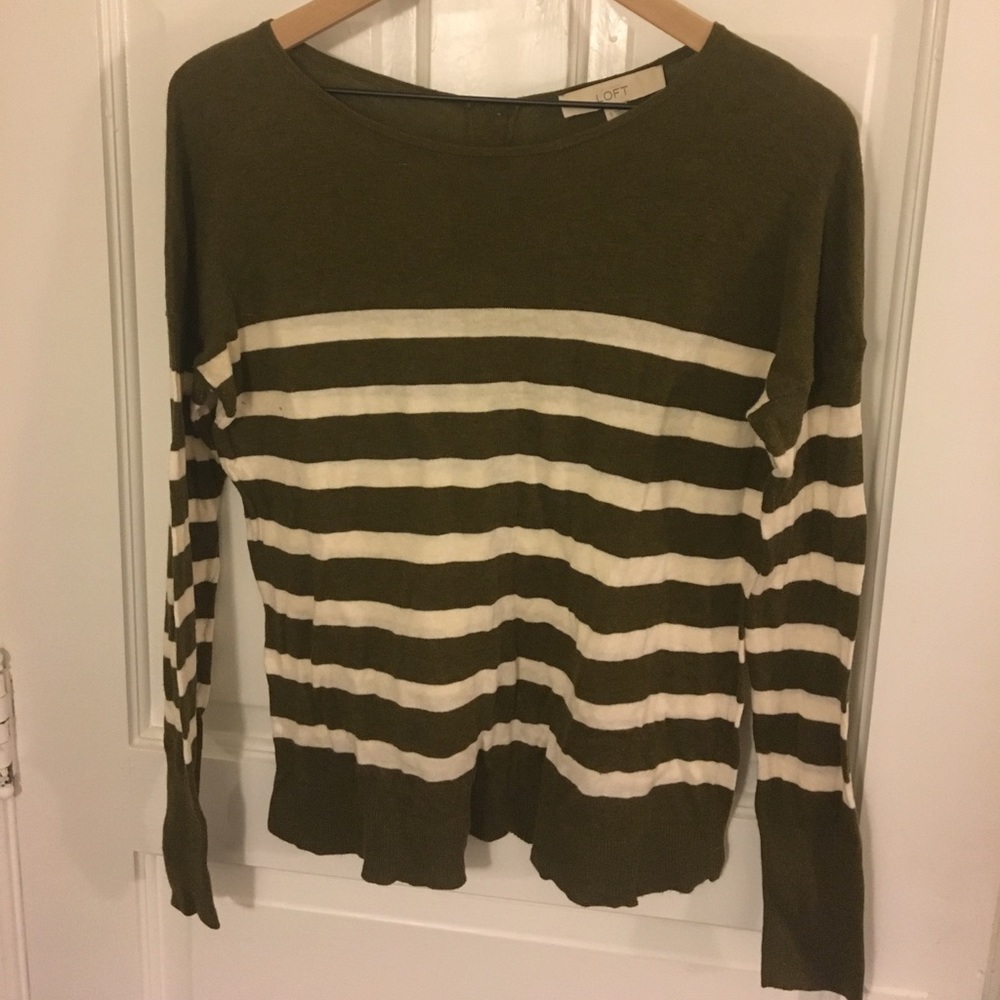 Ann Taylor Loft Button Back Striped Sweater